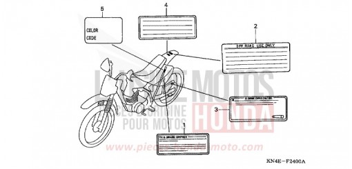 ETIQUETTE DE PRECAUTIONS XR100R3 de 2003